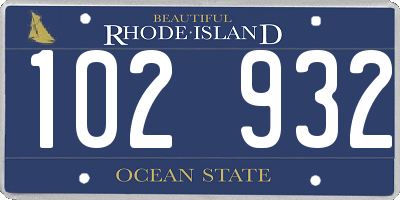 RI license plate 102932