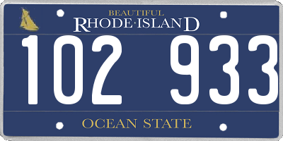 RI license plate 102933