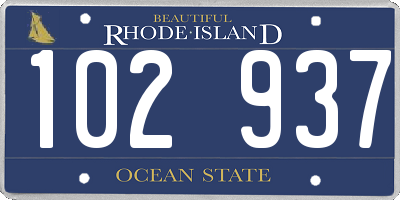 RI license plate 102937