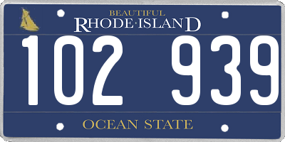 RI license plate 102939