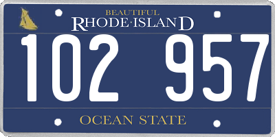 RI license plate 102957