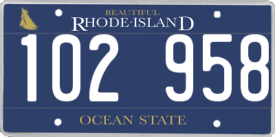 RI license plate 102958