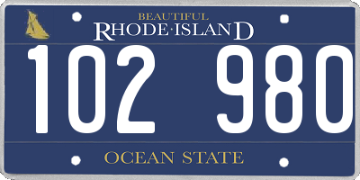 RI license plate 102980