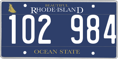 RI license plate 102984