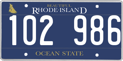 RI license plate 102986