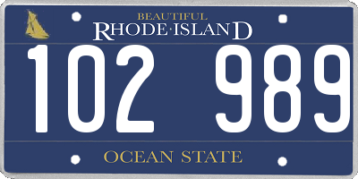 RI license plate 102989