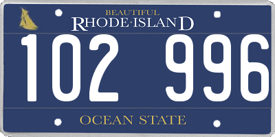 RI license plate 102996