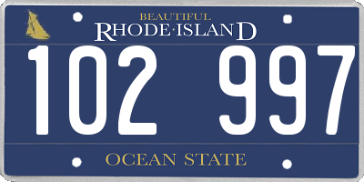 RI license plate 102997
