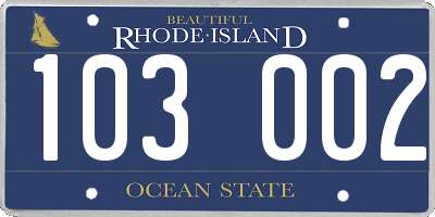 RI license plate 103002