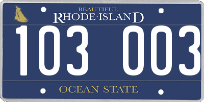 RI license plate 103003