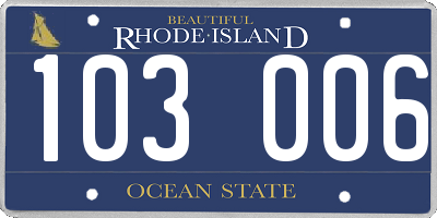 RI license plate 103006