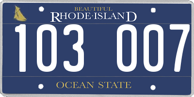 RI license plate 103007