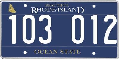 RI license plate 103012