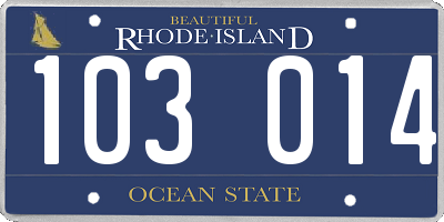 RI license plate 103014