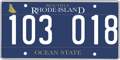 RI license plate 103018