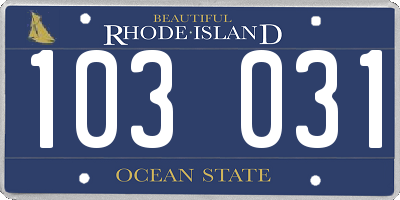 RI license plate 103031