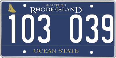 RI license plate 103039