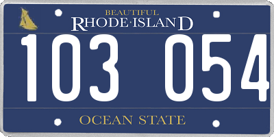 RI license plate 103054