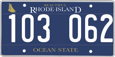 RI license plate 103062