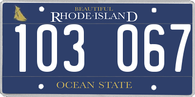RI license plate 103067