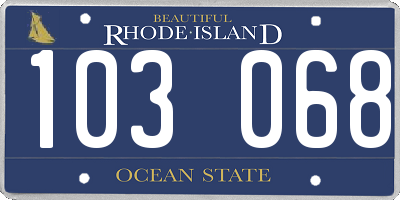 RI license plate 103068