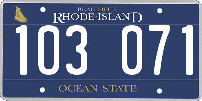 RI license plate 103071