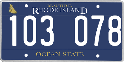 RI license plate 103078