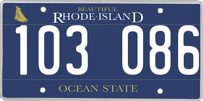 RI license plate 103086