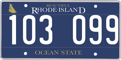 RI license plate 103099