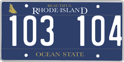 RI license plate 103104