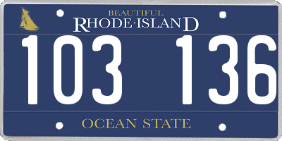 RI license plate 103136