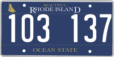 RI license plate 103137