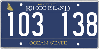 RI license plate 103138