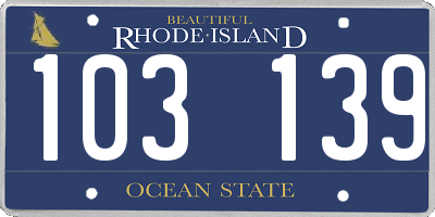 RI license plate 103139