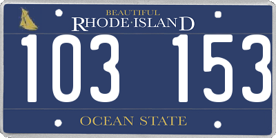 RI license plate 103153