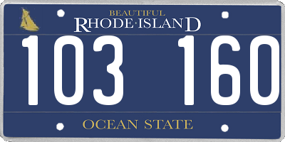 RI license plate 103160
