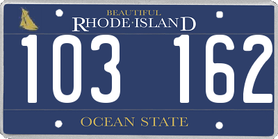 RI license plate 103162