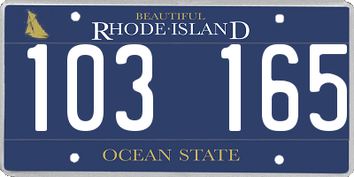RI license plate 103165