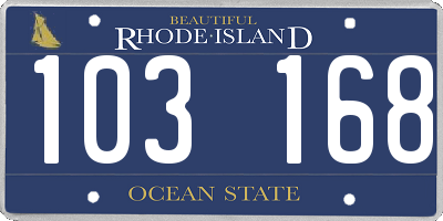 RI license plate 103168