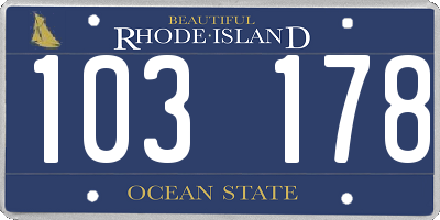RI license plate 103178