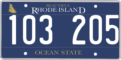 RI license plate 103205