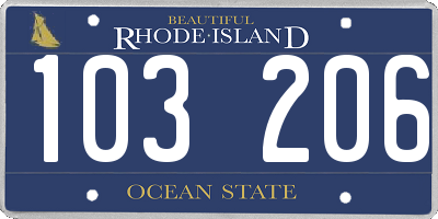 RI license plate 103206