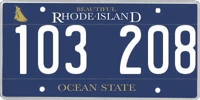 RI license plate 103208