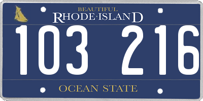 RI license plate 103216
