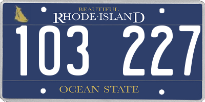 RI license plate 103227