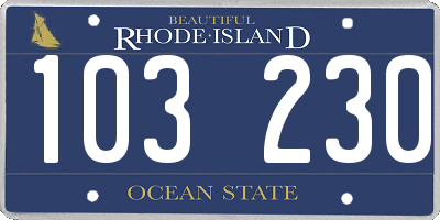 RI license plate 103230