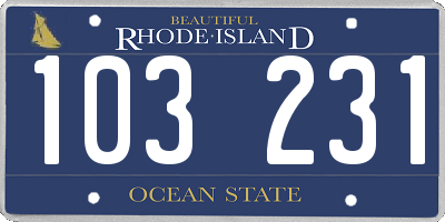 RI license plate 103231