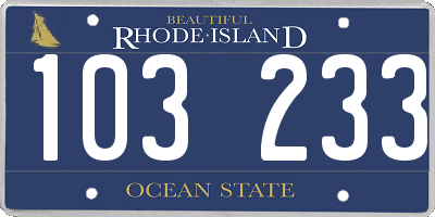 RI license plate 103233