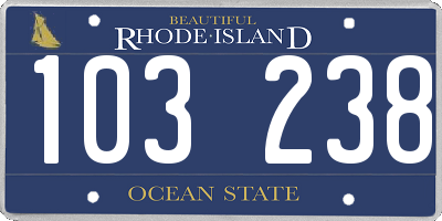 RI license plate 103238