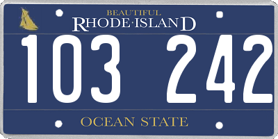 RI license plate 103242